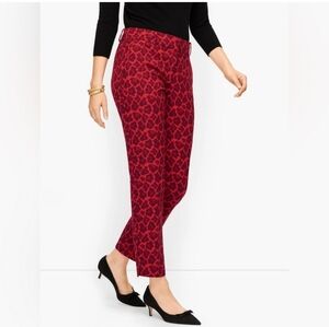 Talbot Red Animal-print Jacquard Hampshire Ankle Dress Pants 6P